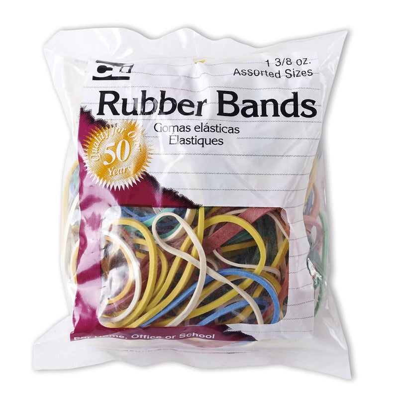 Charles Leonard Rubber Bands, 1 3/8 Ounce Bags, Assorted Sizes/Colors (56385) - Image 1